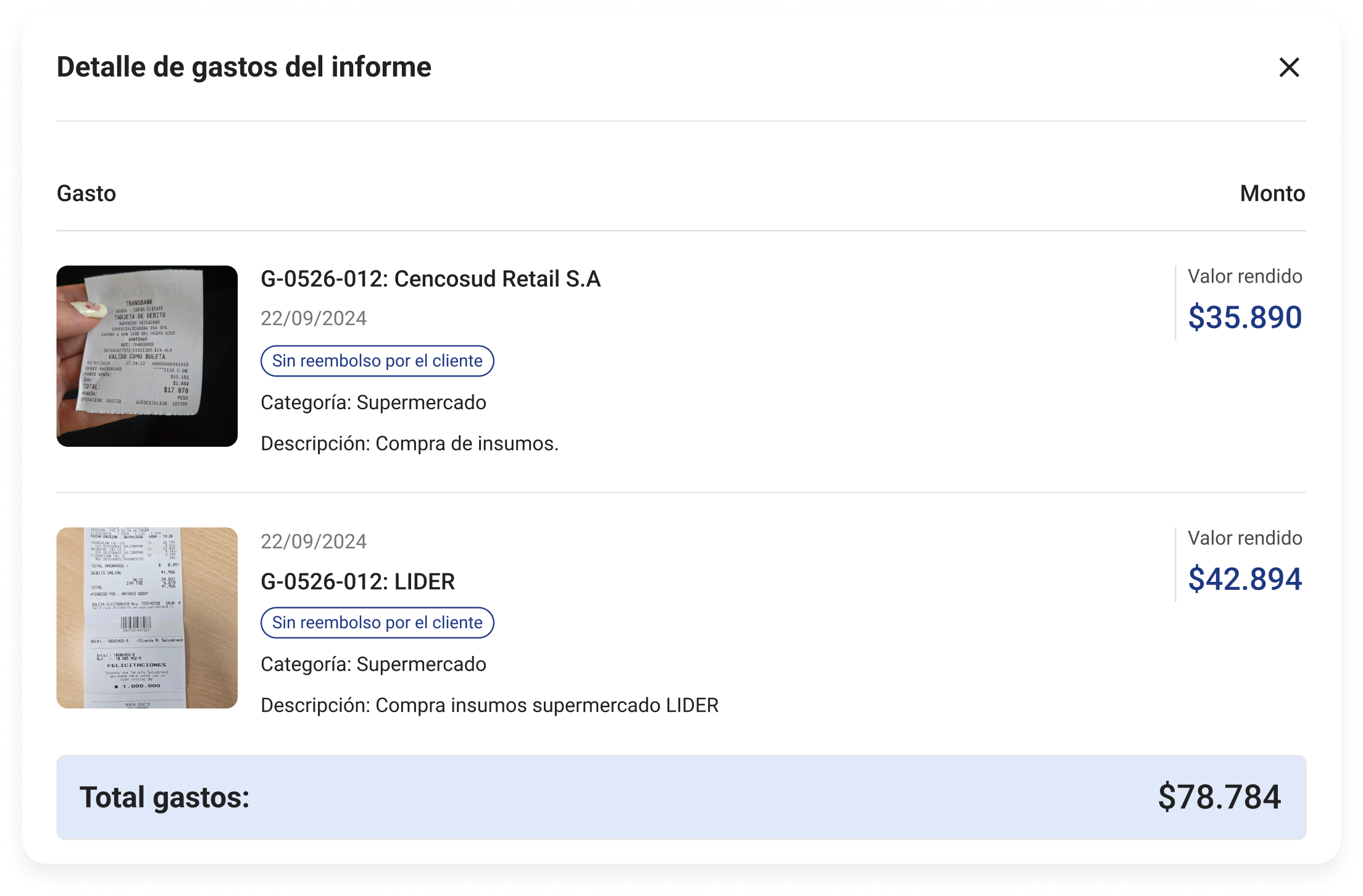Detalle de motivo de rechazo y observaciones de aprobadores